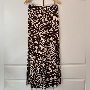 Joie Brown and Cream Patterned Wide Leg Flowy Pants Sz Small